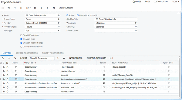BE Case Fill in Cust Info